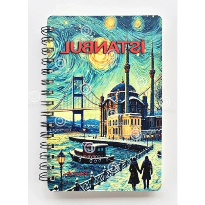 İstanbul Temalı Simli Defter, A5 Boyutunda