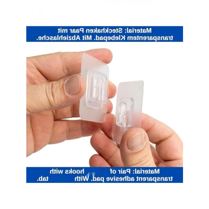 İz Bırakmayan Kendinden Yapışkanlı Çift Taraflı Kanca Seti - 4 Çift