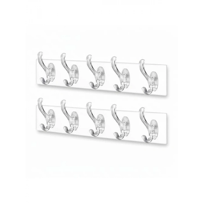 İz Bırakmayan Şeffaf Duvar Askısı Seti - 5 Adet, Delmeden Montaj