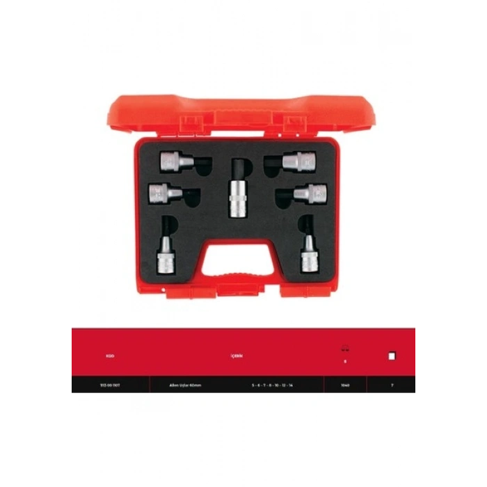 İzeltaş 1/2 Lokmalı Allen Uç Takımı 60 mm 7 Parça