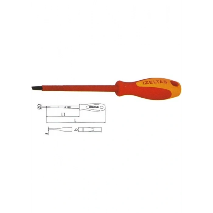 İzeltaş 5.5x125 Elektrikçi İzoleli Düz Tornavida 1000 V