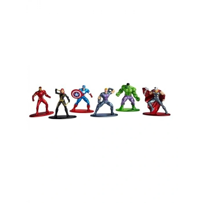 Jada Toys Marvel Avengers Figürleri (6 Adet) - Diorama Seti, 6 Metal Nano Koleksiyon Figürü (Captain America, Iron Man, Hulk, Hawkeye, Thor & Black Widow) 3 yaşından büyük hayranlar ve koleksiyoncular