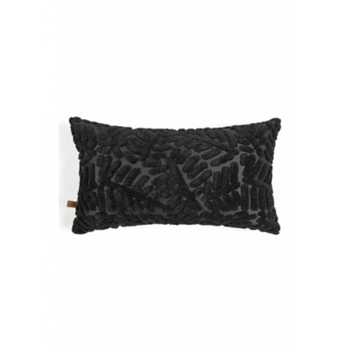 Jakarlı Desenli Siyah Kırlent - 28x50 cm