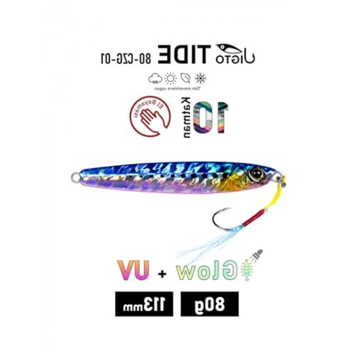 Jig, Zoka, Suni Yem, UV Metal Jig, 80Gr 11cm  Tide 80