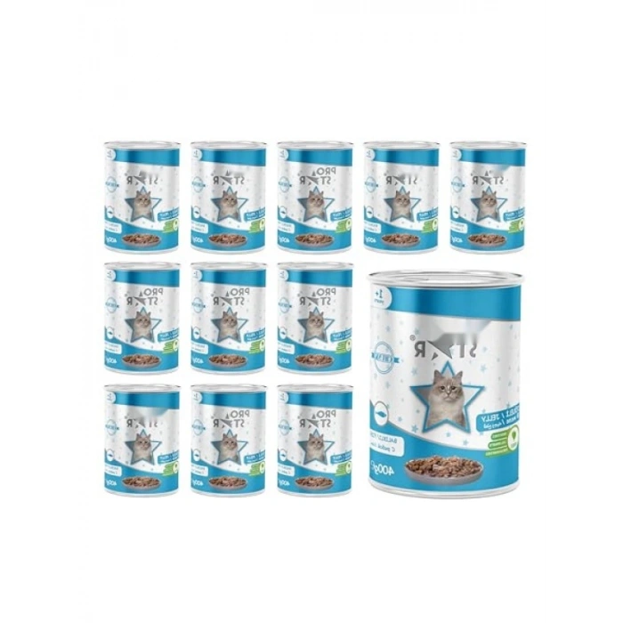 Jöleli Balıklı Kedi Konserve Mama - 400 Gr x 12 Adet