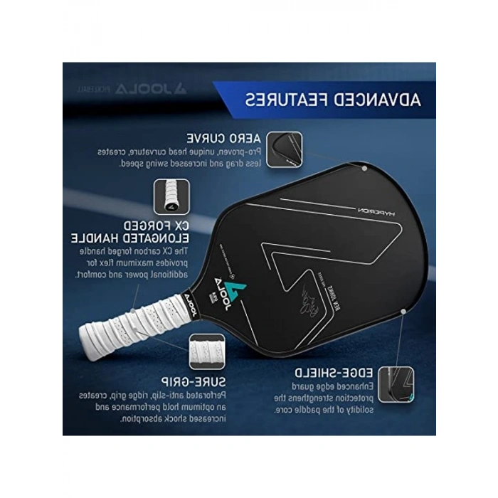 JOOLA Ben Johns Hyperion Pickleball Raketi- Karbon Yüzey ve Sure-Grip Uzatılmış Sap, Artırılmış Güç ve Spin, Karbon Fiber Pickleball Raketi, Petek Polipilen Çekirdek, USAPA Onaylı