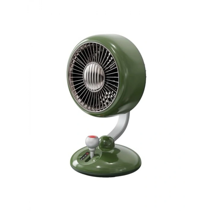 Juo Q3 120° Salınımlı 3 Kademeli LED Işıklı Şarjlı Masaüstü Fan Vantilatör Retro Yeşil