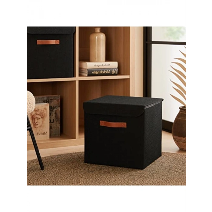 Jüt Kapaklı Dekoratif Kutu - 30 x 30 x 30 cm