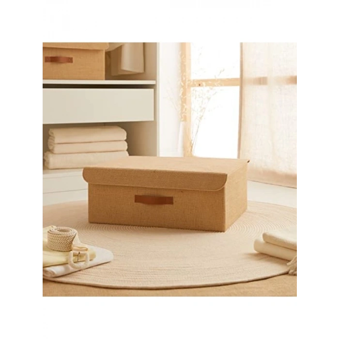 Jüt Kapaklı Depolama Kutusu - 48 x 40 x 19 cm