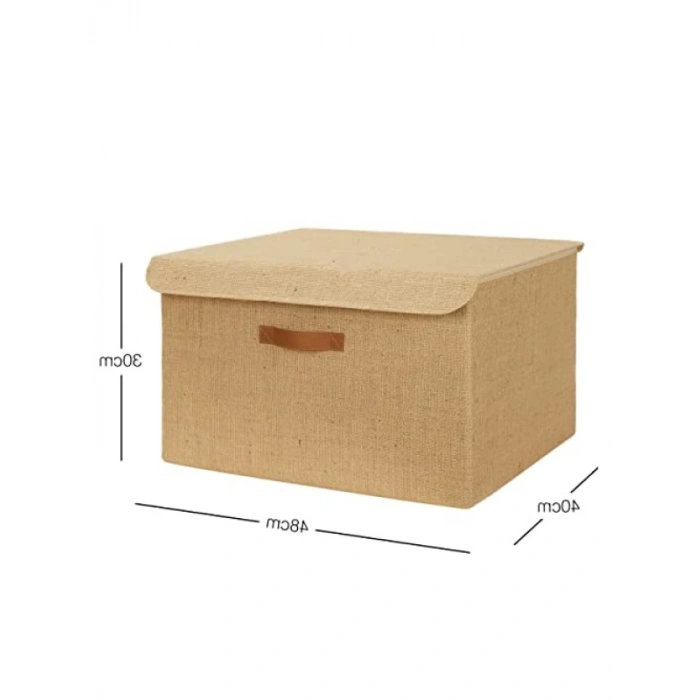Jüt Kapaklı Şık Depolama Kutu 48 x 40 x 30 cm