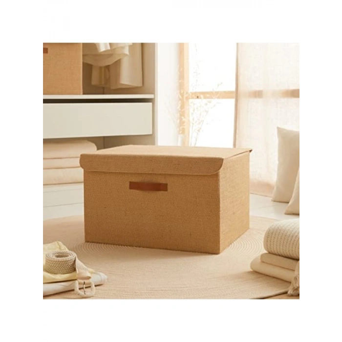 Jüt Kapaklı Şık Depolama Kutu 48 x 40 x 30 cm