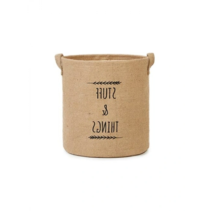 Jüt Silindir Sepet - 30x31 cm, Dekoratif ve Şık