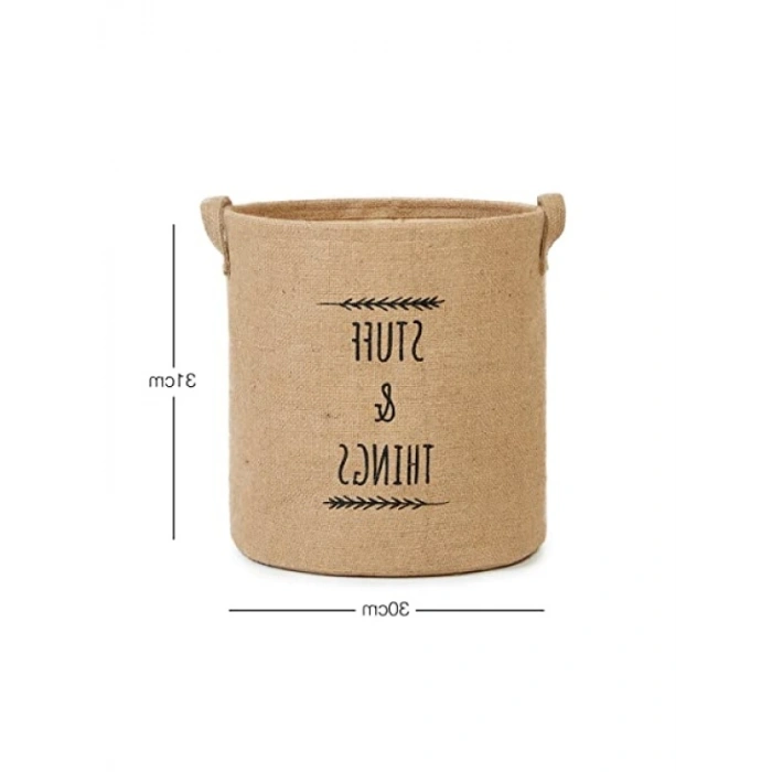 Jüt Silindir Sepet - 30x31 cm, Dekoratif ve Şık
