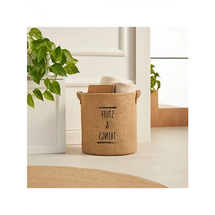Jüt Silindir Sepet - 30x31 cm, Dekoratif ve Şık