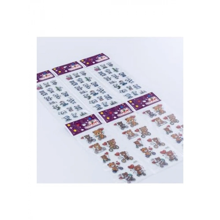 Kabartmalı Yapışkan Sticker Seti - 6 Adet Sevimli Panda ve Ayılar
