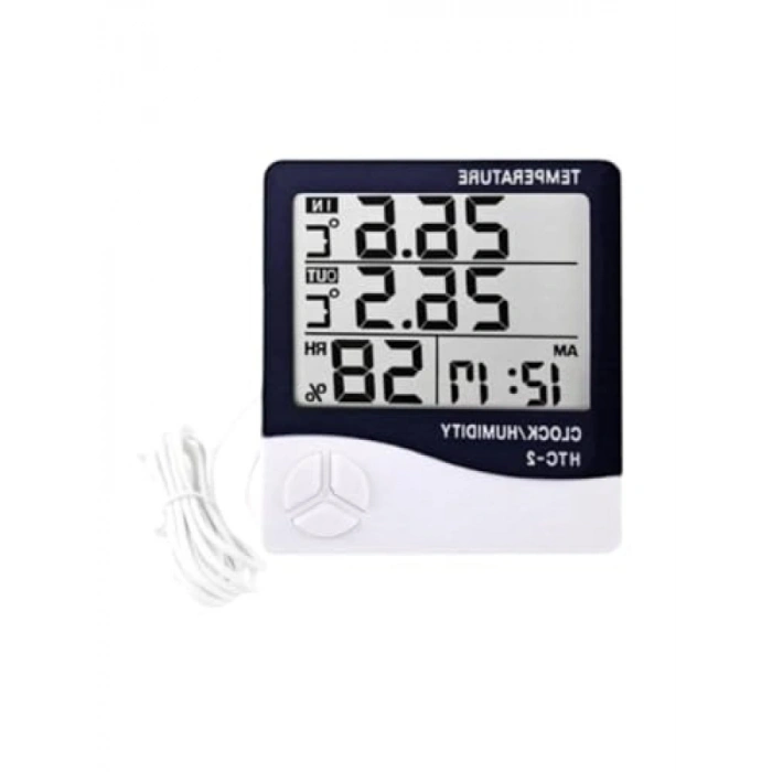Kablolu Termometre ve Nem Ölçer, Geniş LCD Ekran