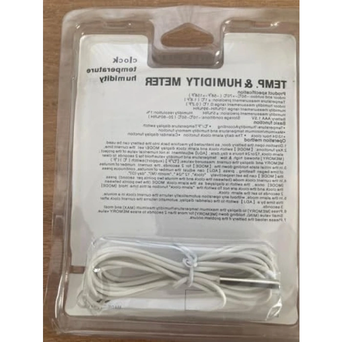 Kablolu Termometre ve Nem Ölçer, Geniş LCD Ekran