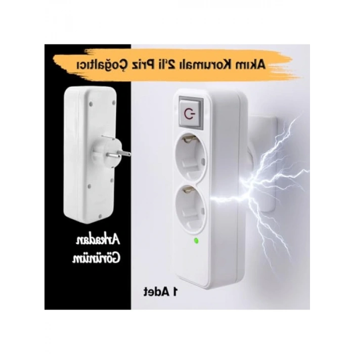 Kablosuz Akım Korumalı 2li Grup Priz
