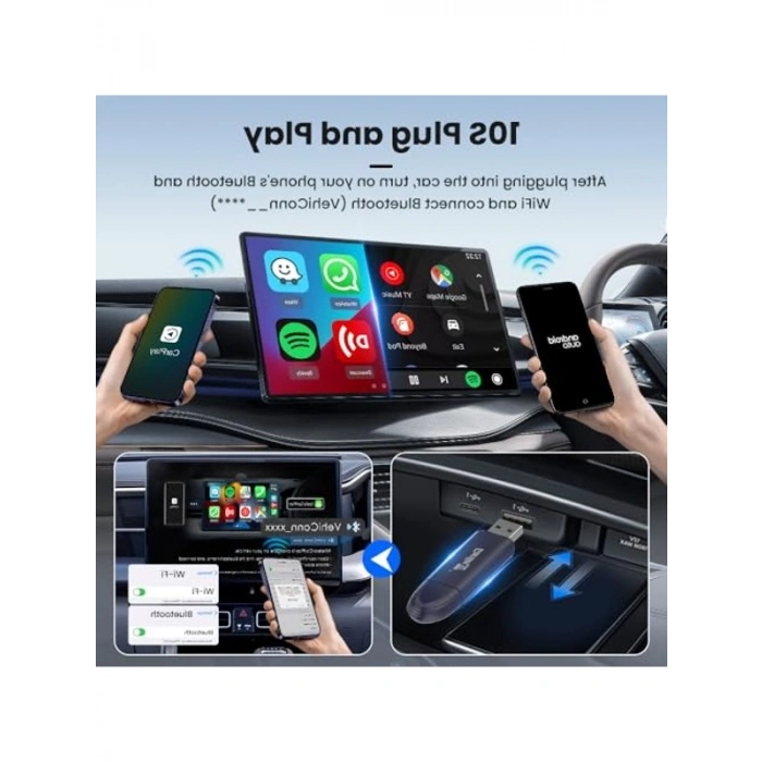 Kablosuz Android ve CarPlay Adaptörü, 2015-2025 Model Araçlar İçin Uygun