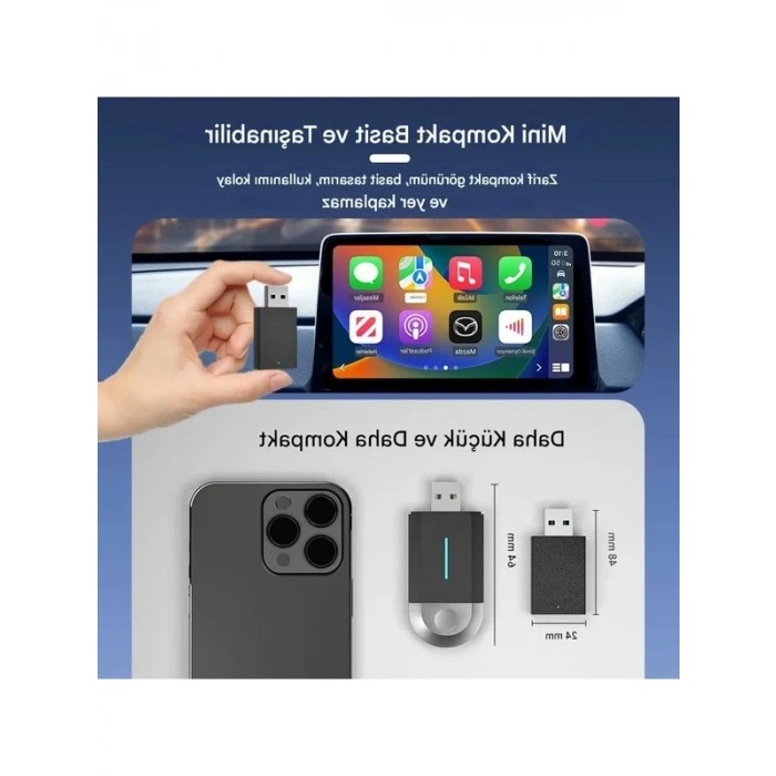 Kablosuz CarPlay ve Android Auto Adaptörü, Mini Dongle