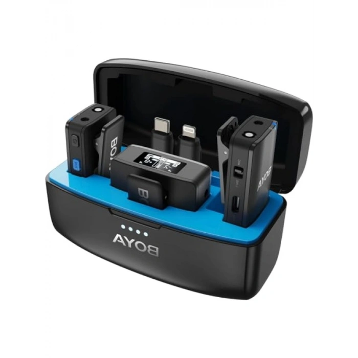 Kablosuz İkili Kayıt Yaka Mikrofonu, iPhone/Android Uyumlu