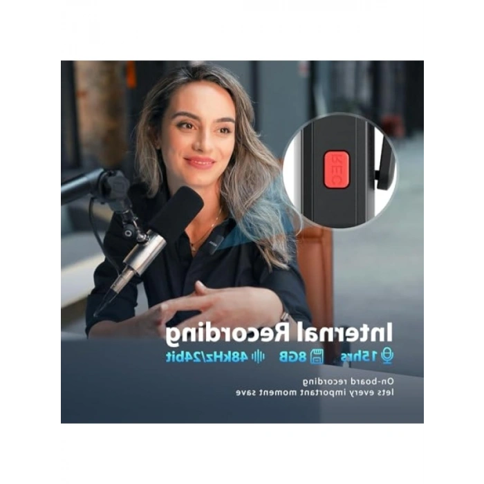 Kablosuz İkili Kayıt Yaka Mikrofonu, iPhone/Android Uyumlu