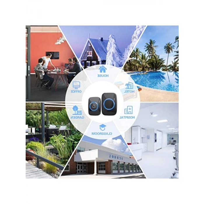 Kablosuz Kapı Zili, 2 Buton, 300 Metre Mesafe