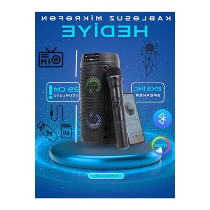 Kablosuz Karaoke Hoparlör, RGB Işık ve FM Radyo Özelliği