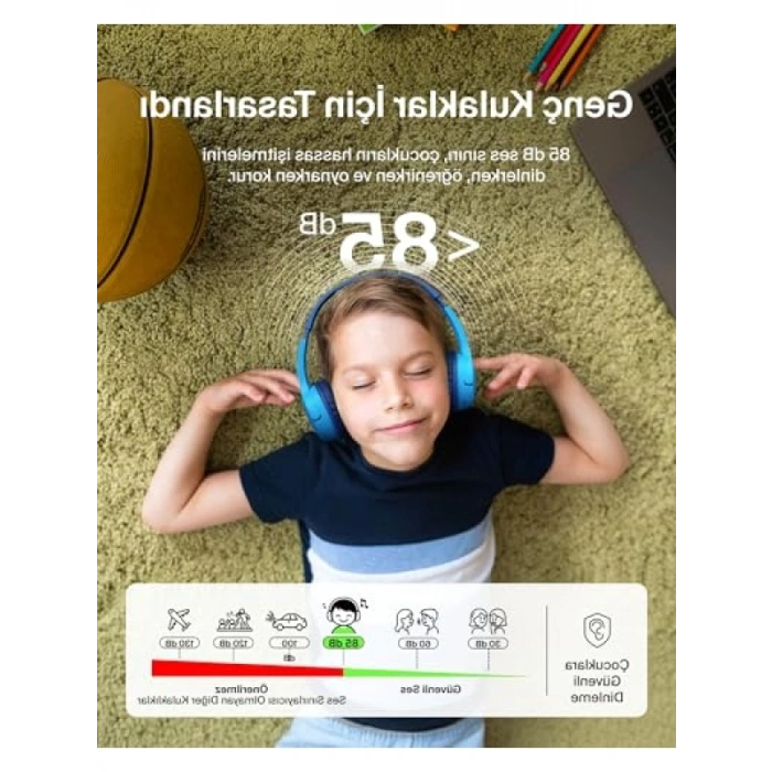 Kablosuz Kulaklık - Çocuklar için 30 Saat Pil Süresi
