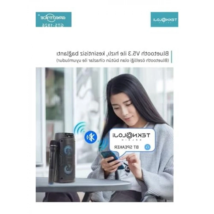 Kablosuz Mikrofonlu RGB Işıklı Karaoke Hoparlör, 29 cm Boyut