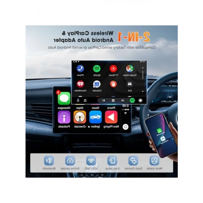 Kablosuz Multimedya Adaptörü - Android Auto ve CarPlay Desteği