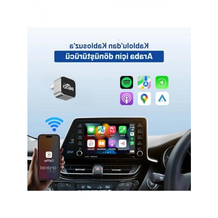 Kablosuz Oto Görüntü Adaptörü ile 2in1 CarPlay ve Android Bağlantısı