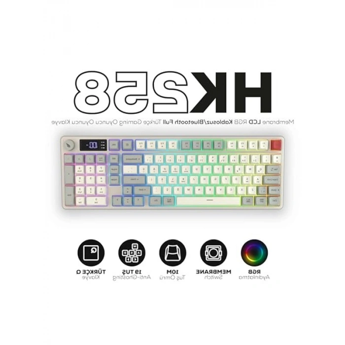 Kablosuz RGB Gaming Klavye, Tam Türkçe Tuş Takımı