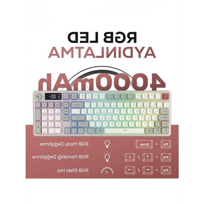 Kablosuz RGB Gaming Klavye, Tam Türkçe Tuş Takımı