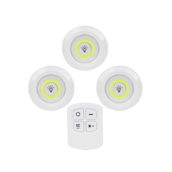 Kablosuz Uzaktan Kumandalı LED Işık Seti - 3lü Gece Lambası