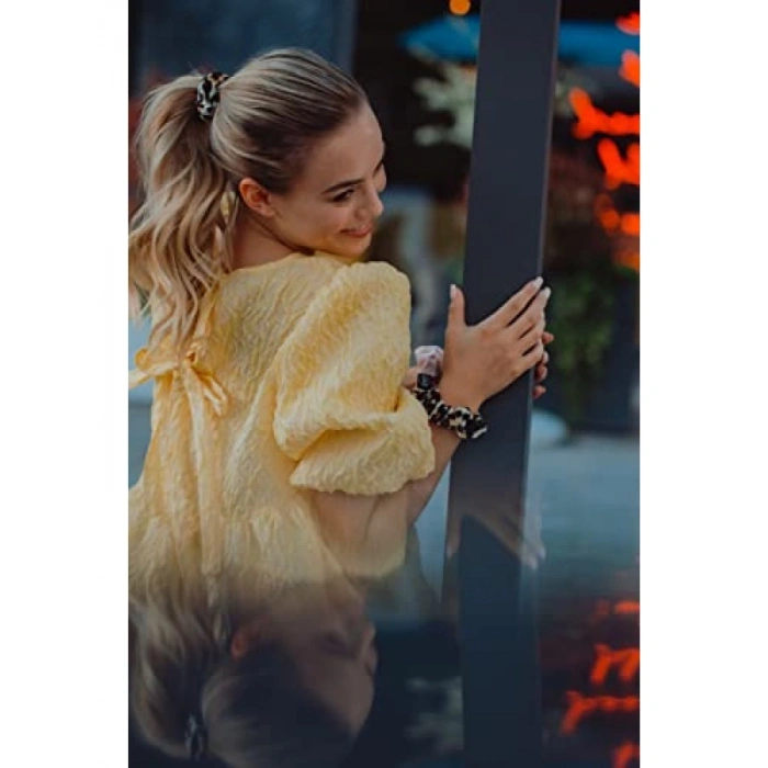 Kadife Leopar Desenli Şık Saç Tokası - Sprunchie