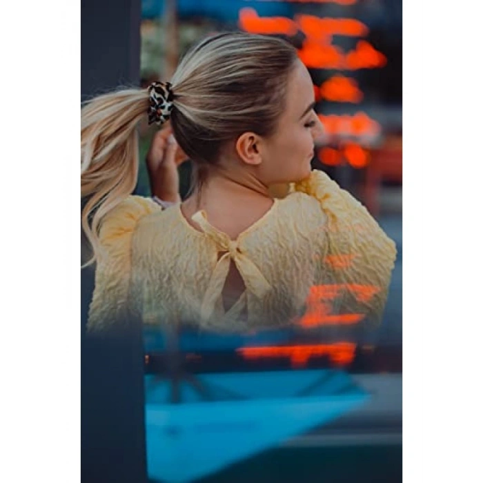 Kadife Leopar Desenli Şık Saç Tokası - Sprunchie