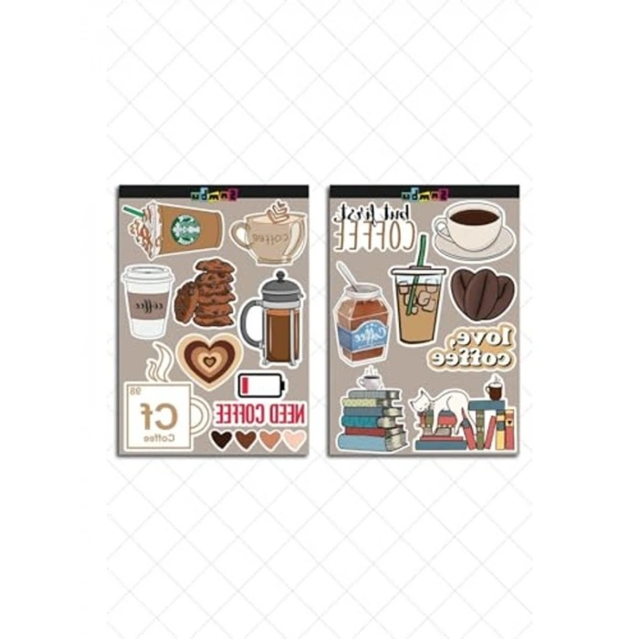 Kahve Temalı Sticker Seti - Laptop ve Telefon İçin