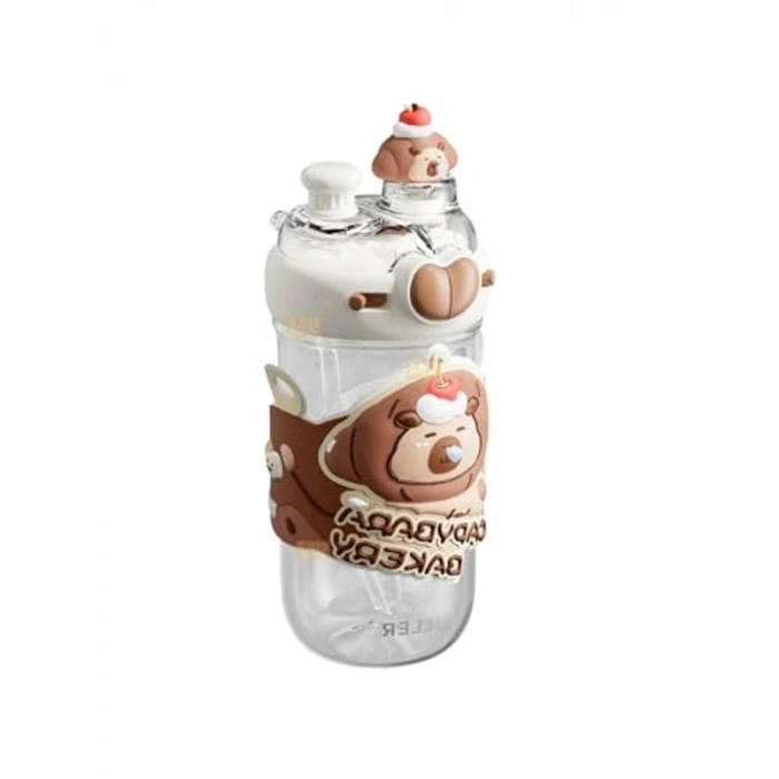Kahverengi Capybara Desenli 580ml Tritan Çocuk Matarası