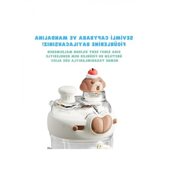 Kahverengi Capybara Desenli 580ml Tritan Çocuk Matarası