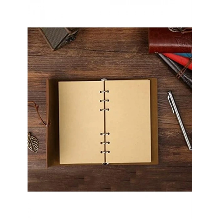 Kahverengi Deri Defter Yaprak Desenli