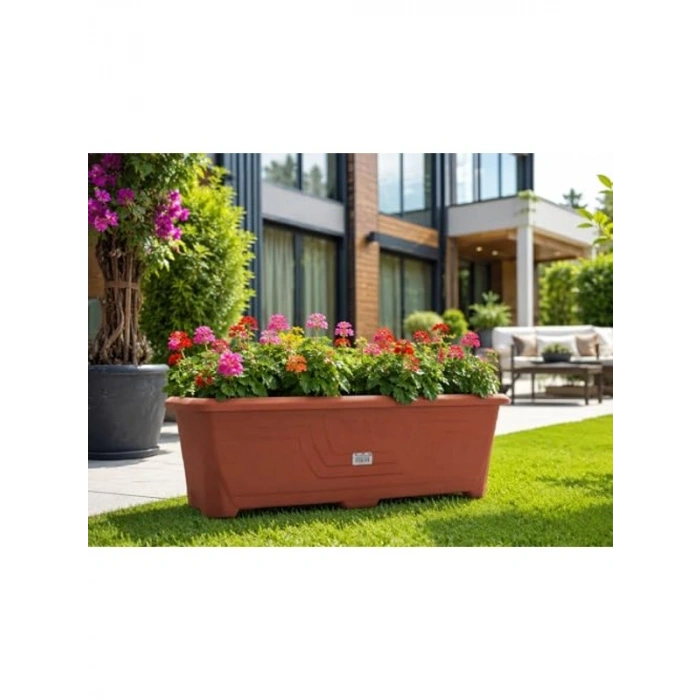 Kahverengi Plastik Uzun Saksı, 85.5x30x34 cm, 60 Litre