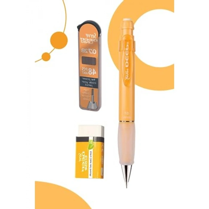 Kalem ve Silgi Seti, 0.7 mm Uç, Hardal Sarısı, 3 Adet