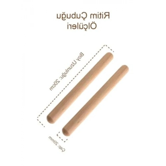 Kalın Ahşap Ritim Çubuğu - 2li Paket