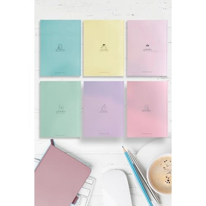 Kalın Karton Kapaklı A5 Defter Seti, 6lı Paket