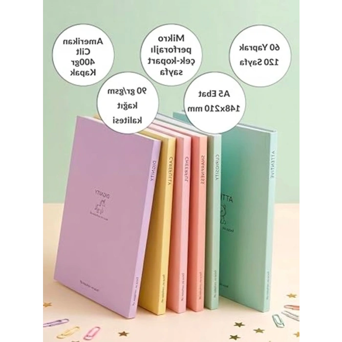 Kalın Karton Kapaklı A5 Defter Seti, 6lı Paket