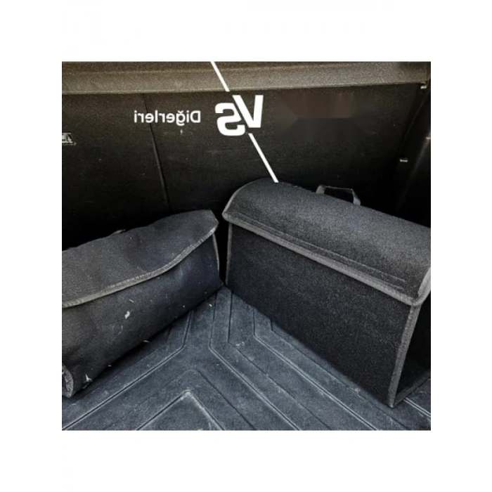 Kalın Keçe Yapılı Oto Bagaj Organizer - Kapaklı ve Pratik