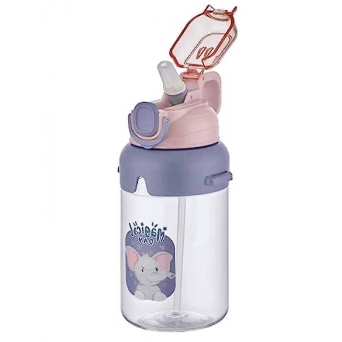 Kalın Pipetli Kilitli Kapaklı Su Matarası, 650ml