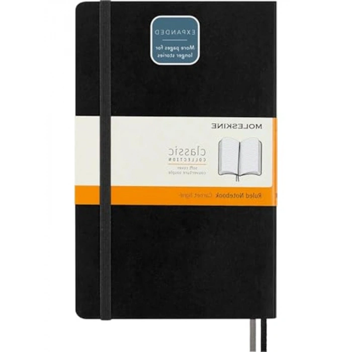 Kalın Siyah Yumuşak Kapaklı L Boyutunda Çizgili Defter