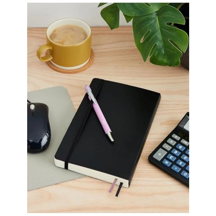 Kalın Siyah Yumuşak Kapaklı L Boyutunda Çizgili Defter